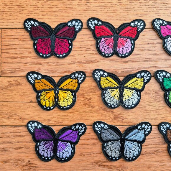 Butterfly Applique Patch - Embroidered Insect Badge 2-7/8" (Iron On) Set of 11 - Picture 2 of 6